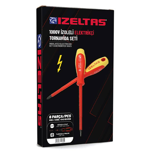 İZELTAŞ 1000V İZOLELİ ELEKTRİKÇİ TORNAVİDA SET 6 PARÇA